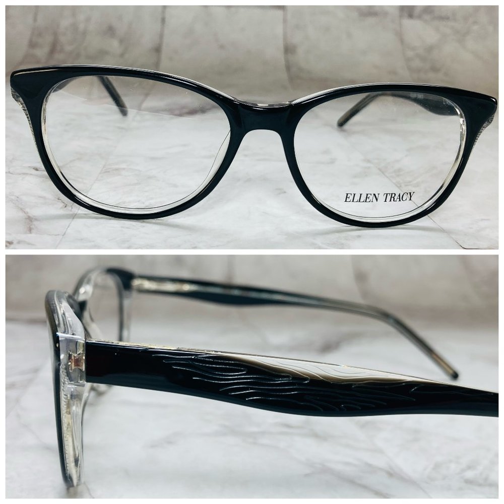 Ellen Tracy Round Black Eyeglasses Glasses Frames NWOT